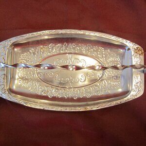 VTG 50' ALUMINUM TRAY W/SPIRAL HANDLE & SCROLL WORK
